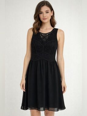 BCBGeneration Black Lace Midi Dress